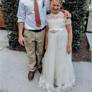 Girls’ Off White Special Occassion Gown & sash